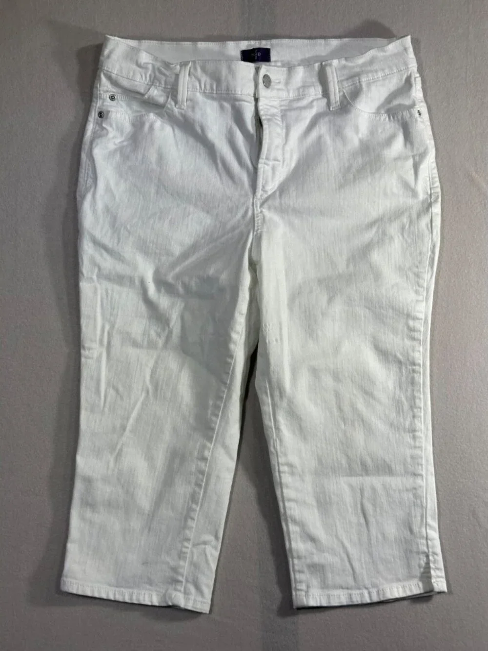 NYDJ Jeans Sz 14P Womens Lift Tuck Optic White Crop Ankle Stretch Denim